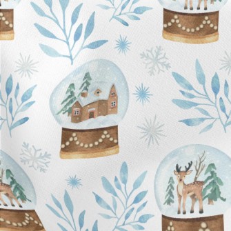 Winter Christmas Snow Globe Lightweight Cotton Poplin
