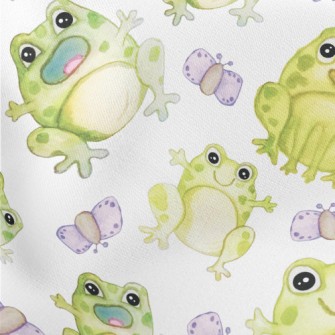 Watercolor Hand Drawn Frog Lightweight Cotton Poplin