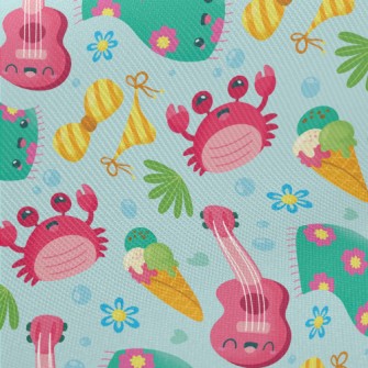 Happy Cartoon Beach Midweight Cotton Poplin