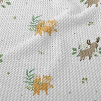 Christmas Elk And Fox Birdseye Piqué