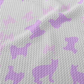 Pink And Purple Cat Silhouette Birdseye Piqué