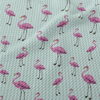 Hand Drawn Purple Flamingo Birdseye Piqué