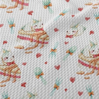 Cute Rabbit And Cake Birdseye Piqué