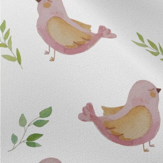 Pink Watercolor Bird Chiffon