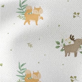 Christmas Elk And Fox Waterproof Canvas