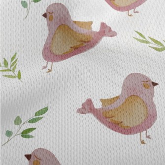 Pink Watercolor Bird Athletic Mesh Flat Back