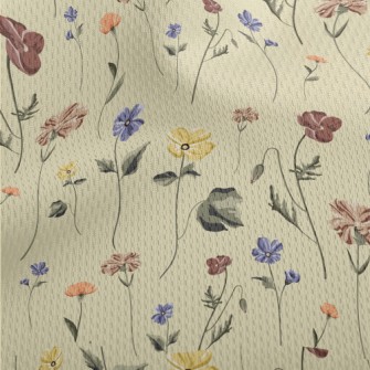 Vintage Hand Drawn Flowers Athletic Mesh Flat Back