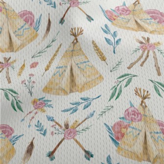 Hand Drawn Indian Tent Athletic Mesh Flat Back