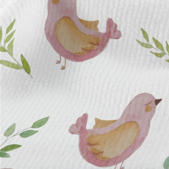 Pink Watercolor Bird Terry