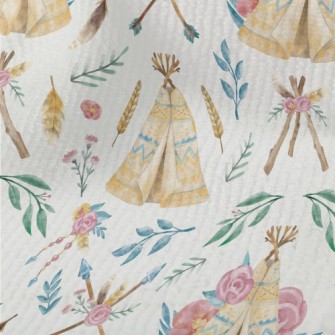 Hand Drawn Indian Tent Terry