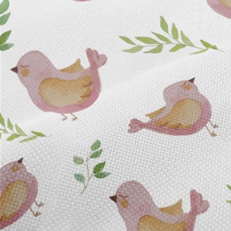 Pink Watercolor Bird Performance Linen