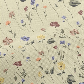 Vintage Hand Drawn Flowers Performance Linen