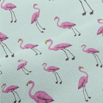 Hand Drawn Purple Flamingo Performance Linen