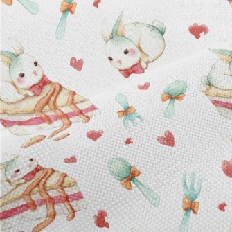 Cute Rabbit And Cake Performance Linen