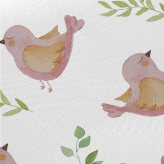 Pink Watercolor Bird Twill