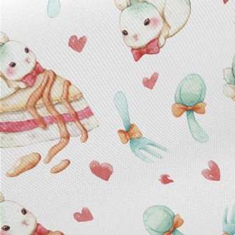 Cute Rabbit And Cake Twill