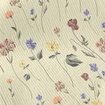 Vintage Hand Drawn Flowers Standard Corduroy