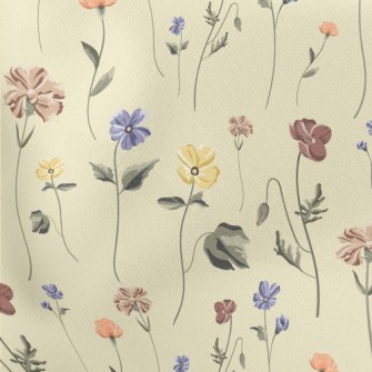 Vintage Hand Drawn Flowers Stretch Ponte