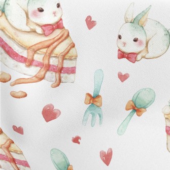 Cute Rabbit And Cake Stretch Ponte