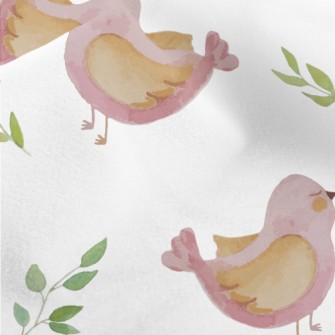 Pink Watercolor Bird Micro Fleece