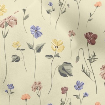 Vintage Hand Drawn Flowers Micro Fleece