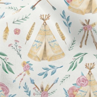 Hand Drawn Indian Tent Micro Fleece