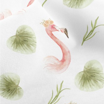 Flamingo And Tropical Plants Micro Fleece