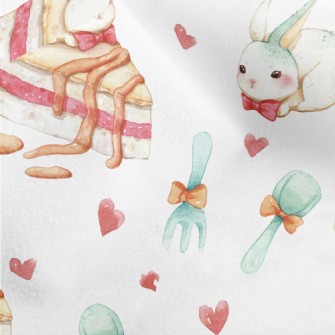 Cute Rabbit And Cake Micro Fleece