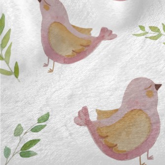 Pink Watercolor Bird Minky