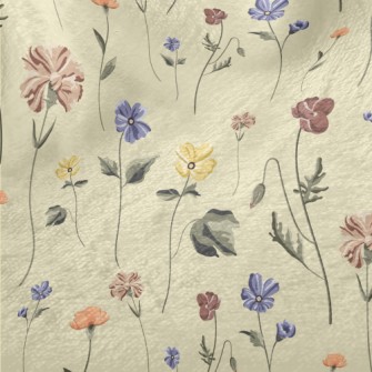 Vintage Hand Drawn Flowers Minky