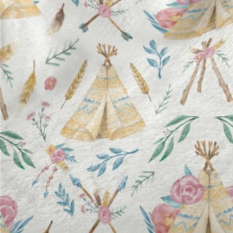Hand Drawn Indian Tent Minky