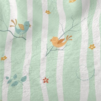 Spring Colorful Birds Minky