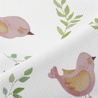 Pink Watercolor Bird Piqué