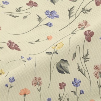 Vintage Hand Drawn Flowers Piqué