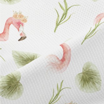 Flamingo And Tropical Plants Piqué