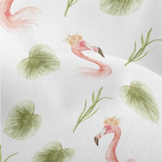 Flamingo And Tropical Plants Lightweight Performance Linen