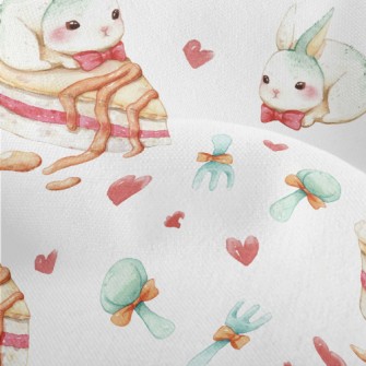 Cute Rabbit And Cake Lightweight Performance Linen