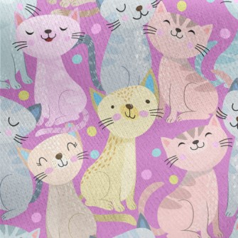 Colorful Pattern Kitten Jersey Backed Fleece