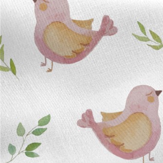 Pink Watercolor Bird Jersey Backed Fleece