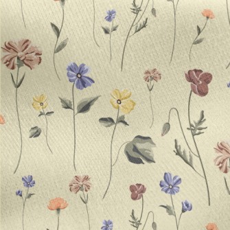 Vintage Hand Drawn Flowers Jersey Backed Fleece