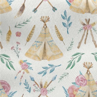 Hand Drawn Indian Tent Jersey Backed Fleece