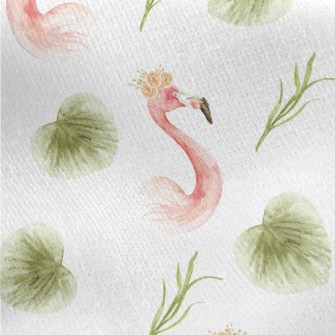 Flamingo And Tropical Plants Jersey Backed Fleece