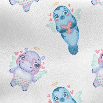 Valentine's Day Animal Cup Jersey Backed Fleece