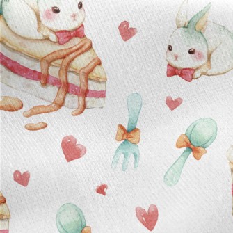 Cute Rabbit And Cake Jersey Backed Fleece