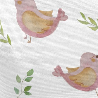 Pink Watercolor Bird Pongee