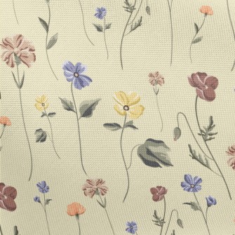 Vintage Hand Drawn Flowers Pongee
