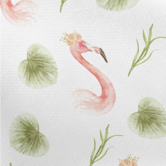 Flamingo And Tropical Plants Pongee