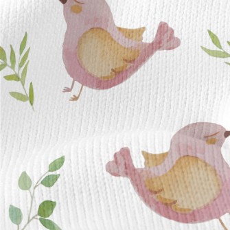 Pink Watercolor Bird Stretch Jersey