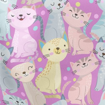 Colorful Pattern Kitten Lightweight Cotton Poplin