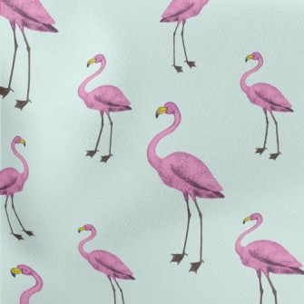 Hand Drawn Purple Flamingo Lightweight Cotton Poplin